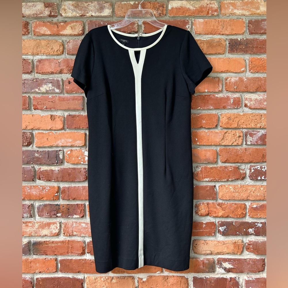 Talbots Classic Black Shift Dress Short Sleeves Knit 12P